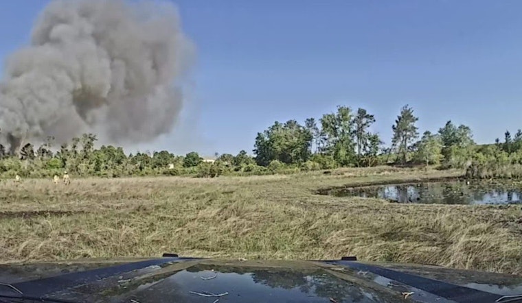 Roadside Blaze Near U.S. 19 Chokes Traffic As Crews Shield Buildings