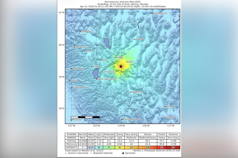 Silver Springs Shockwave 5.7 Nevada Quake Sways Sacramento Monday Night