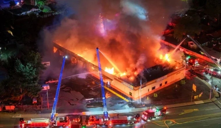 Stockton Warehouse Crumples In Late-Night Inferno Off Wilson Way