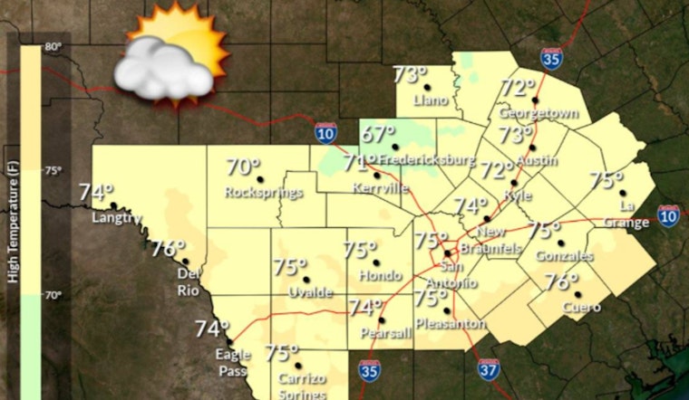 Sunny Skies in Austin Today at 74°F, Weekend Storm Risk Ahead
