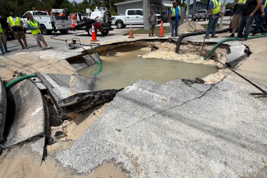 Water Main Break Rips Gaping Crater In DeLand Street