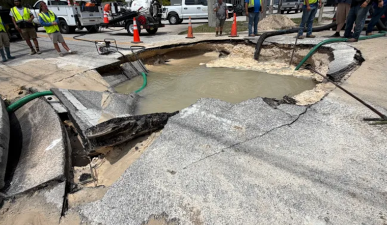 Water Main Break Rips Gaping Crater In DeLand Street
