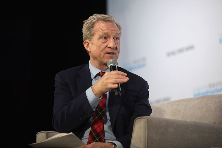 Billionaire Steyer Crashes San Jose Rally In 'Workers Over Billionaires' Tee