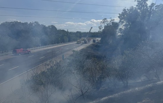 Dump Truck Inferno Torches Brush, Shuts I-75 Near Church Road In Brooksville
