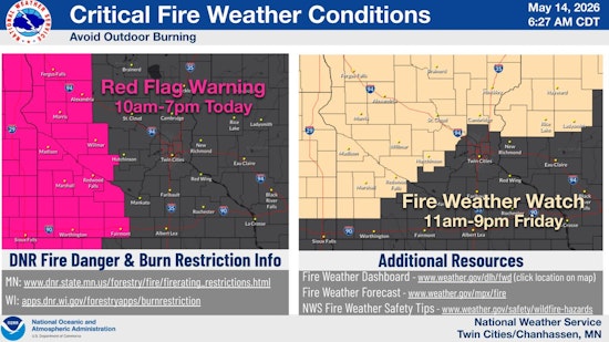 Gusty Winds, Red Flag Warning Issued for Minneapolis on May 14