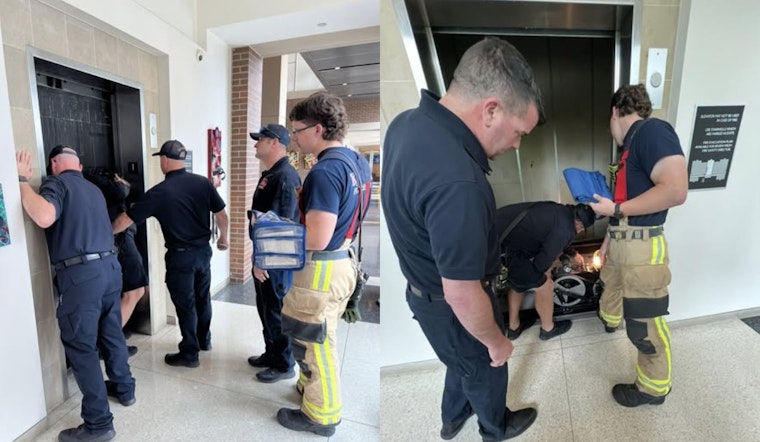 Keller Elevator Jam Traps Voters as Firefighters Haul Ballot Machine Down Stairs