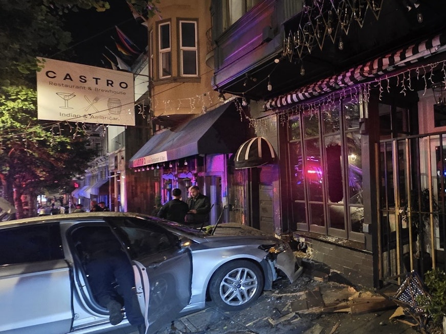 Driver Crashes Into Castro's Cafe Mystique & Damages Parklets, Flees Scene