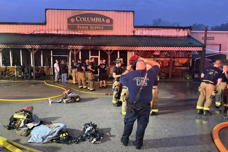 Overnight Inferno Guts Columbia Farm Supply on Bear Creek Pike
