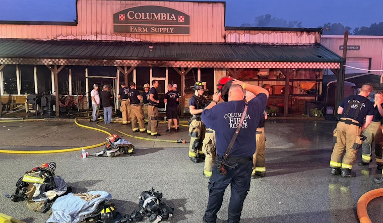Overnight Inferno Guts Columbia Farm Supply on Bear Creek Pike
