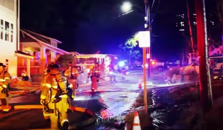 Power Lines Crash As Charlotte Firefighters Charge Into Downtown Blaze