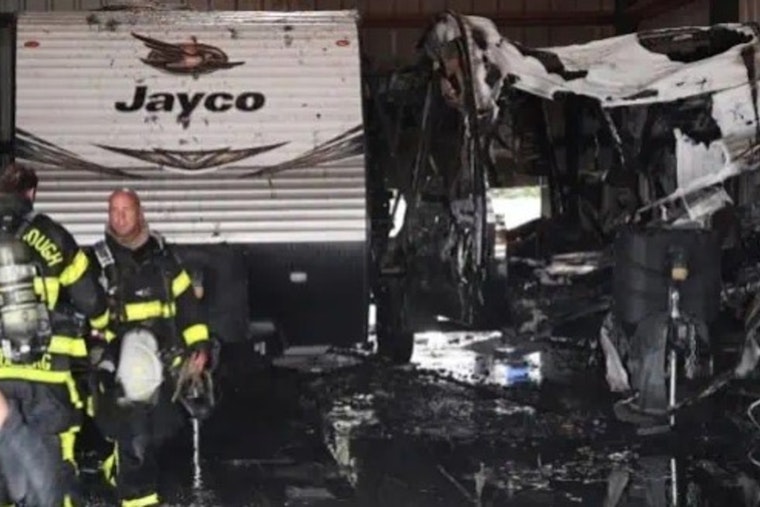 Progress Village Warehouse Blaze Swallows Two RVs, Spares Everyone Inside