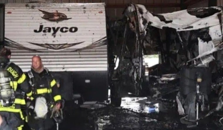 Progress Village Warehouse Blaze Swallows Two RVs, Spares Everyone Inside