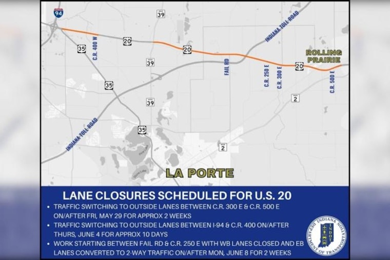 Rail Fix Shuts Down U.S. 20, Duneland Drivers Brace For A Week Of Detours