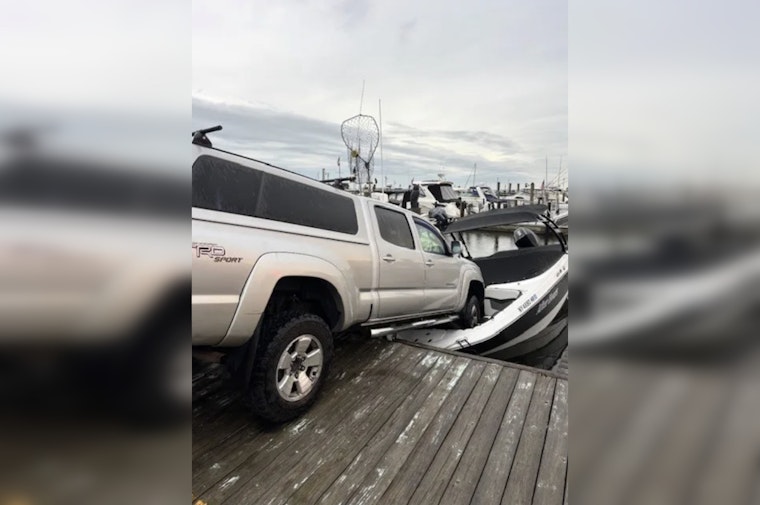 Bay Shore Marina Stunner as Pickup Lands on 23-Foot Boat