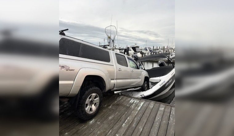 Bay Shore Marina Stunner as Pickup Lands on 23-Foot Boat