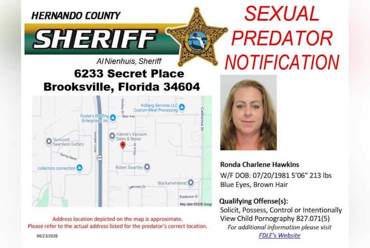 Brooksville On Alert After Sexual Predator Reports New Address