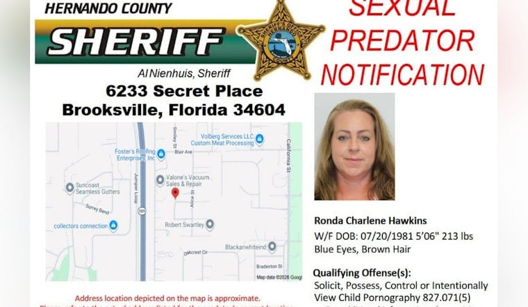 Brooksville On Alert After Sexual Predator Reports New Address