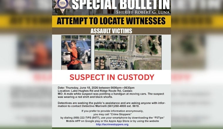 Castaic Gunman Nabbed After Allegedly Aiming at Passing Cars