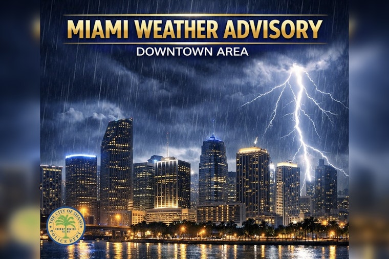 Downtown Miami Drenched As Lightning Storm Triggers Police Warning