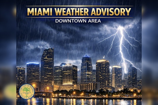 Downtown Miami Drenched As Lightning Storm Triggers Police Warning