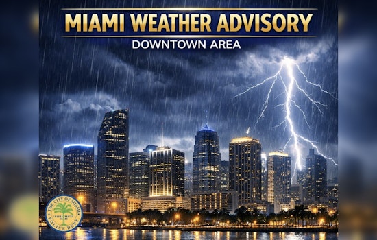 Downtown Miami Drenched As Lightning Storm Triggers Police Warning