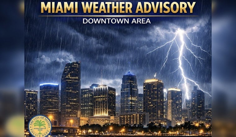 Downtown Miami Drenched As Lightning Storm Triggers Police Warning