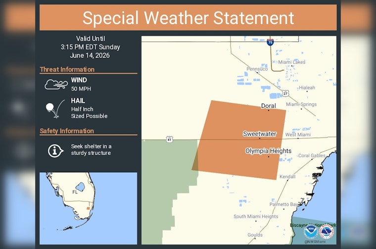Gusty Storms Take Aim At Doral And Sweetwater As NWS Flags Hail Threat
