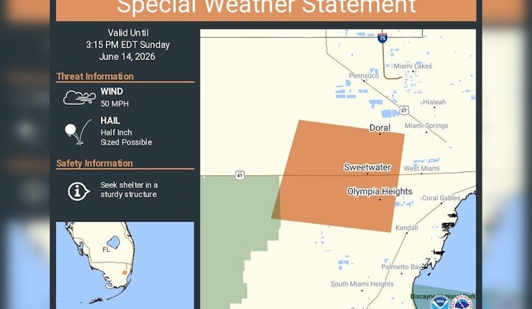Gusty Storms Take Aim At Doral And Sweetwater As NWS Flags Hail Threat