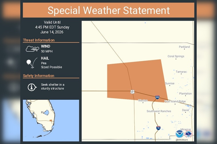 Hail And 50 MPH Gusts Rattle Broward On Stormy Sunday