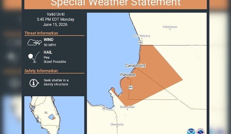 Hail and 50 MPH Gusts Rattle Pahokee and Canal Point