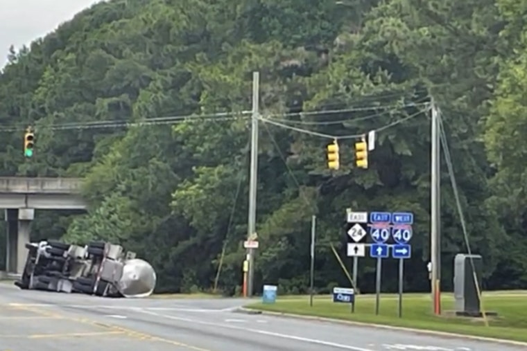 Hazmat Chaos As Overturned Rig Shuts I-40 West Near NC 24 In Duplin County