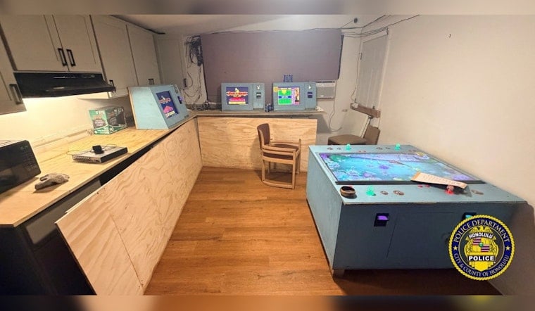 Honolulu Cops Clean Out Waimakua Place Gambling Den, Haul Cash, Drugs and 18 Machines