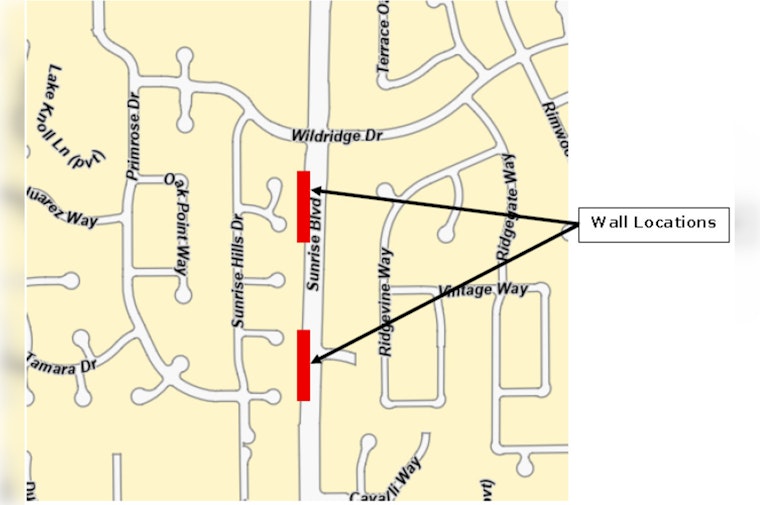 Leaning Fair Oaks Sound Wall Shuts Sunrise Boulevard Lane Into September