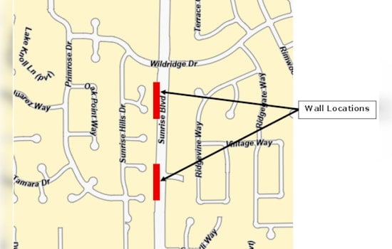 Leaning Fair Oaks Sound Wall Shuts Sunrise Boulevard Lane Into September