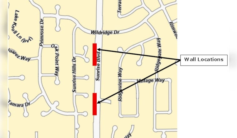 Leaning Fair Oaks Sound Wall Shuts Sunrise Boulevard Lane Into September