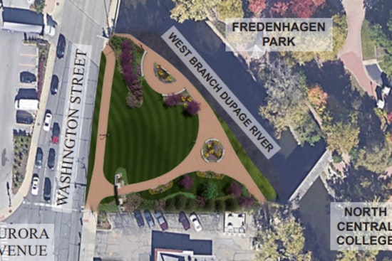 Naperville’s Long-Vacant Triangle Lot Finally Turns Into Riverwalk Gateway