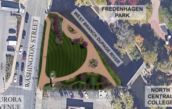 Naperville’s Long-Vacant Triangle Lot Finally Turns Into Riverwalk Gateway