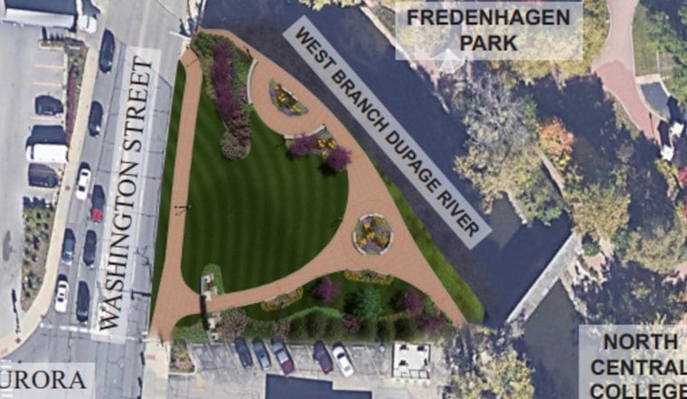Naperville’s Long-Vacant Triangle Lot Finally Turns Into Riverwalk Gateway
