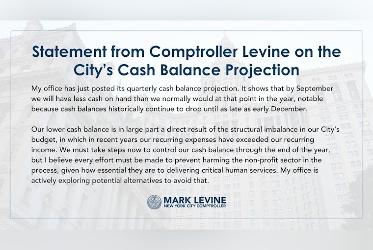 NYC Cash Crunch Looms as Comptroller Warns of September Squeeze