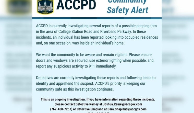 Peeping Prowler Puts Athens Neighborhood On Edge Near UGA