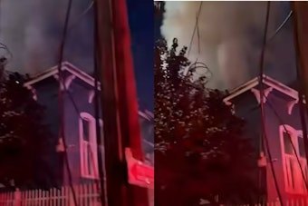 Pre-dawn Blaze Rocks West Oakland Corner Near 29th And West