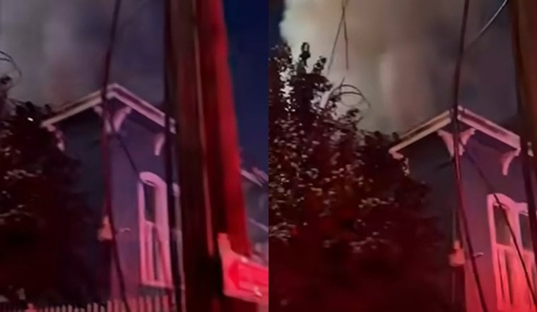 Pre-dawn Blaze Rocks West Oakland Corner Near 29th And West