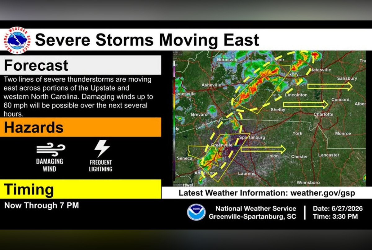 Piedmont Severe Thunderstorm Warning: Gusts To 60 MPH