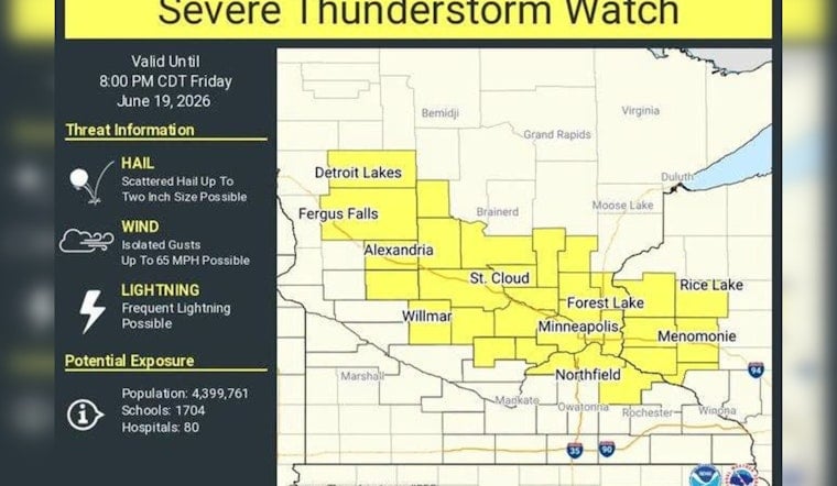 Storms Line Up to Pound I-94 as Central Minnesota Braces for Hail and High Winds