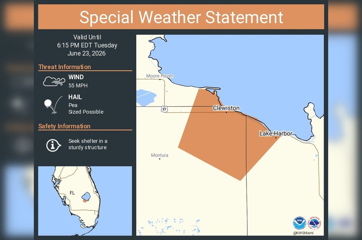 Storms Zero In On Clewiston As NWS Urges Lake Okeechobee Locals To Take Cover