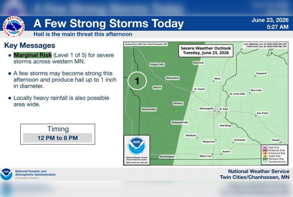 Thunderstorm Show Poised to Wash Out Minneapolis Tuesday Night