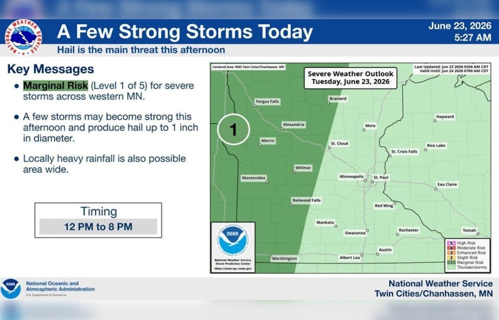 Thunderstorm Show Poised to Wash Out Minneapolis Tuesday Night