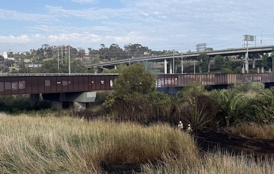 Trackside Brush Blaze Rattles Mission Valley Near Friars Road