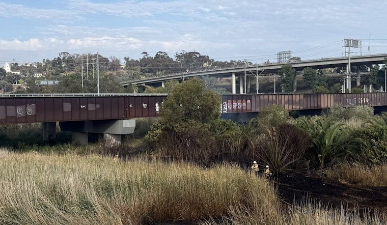Trackside Brush Blaze Rattles Mission Valley Near Friars Road
