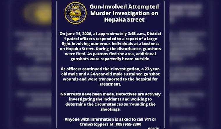 Hopaka Street Melee In Attempted Murder Probe Leaves Two Men Shot